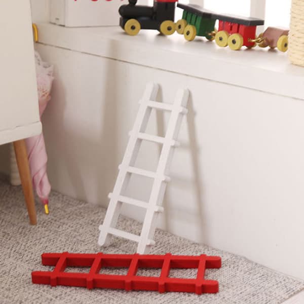 1:12 Dockhus Miniatyrmöbler Trästegetrappa Hem De White