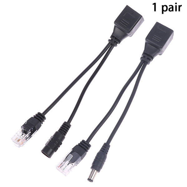 1Par POE-kabel Passiv Power Over Ethernet-adapterkabel POE S Black
