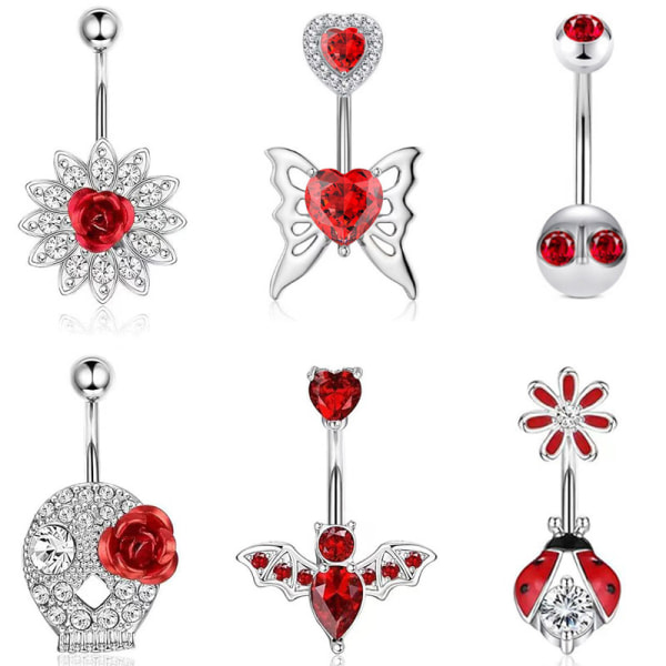 Fashion Punk Style Rostfritt stål Belly Button Rings Zircon Cr 2