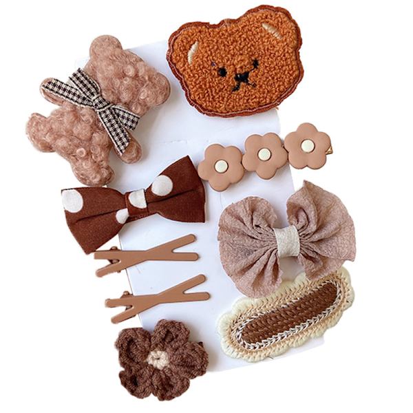 1Set Höst Vinter e Plysch Bear Bowknot Hårnålar Blomstickad A3