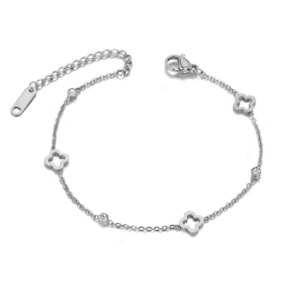 Mode Rostfritt stål Crystal Flower Chain & Link Charm Ankl A1