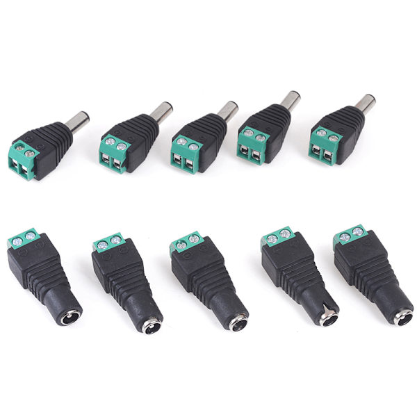 5 par hane och hona 2,1x5,5 mm DC Power Plug Jack Adapter Co