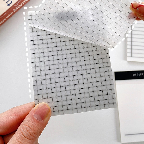 50 ark Transparent Grid Sticky Notes Vattentät självhäftande 4