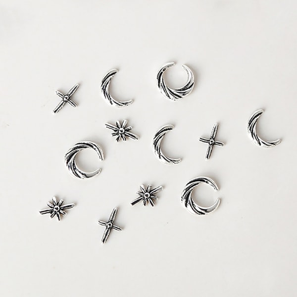 10 st Star And Crescent Nail Charms För Nail Art 3d Jewelrys Mo 0693