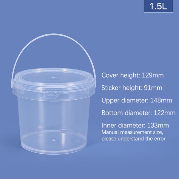 150ML-1500ML plasthinkar + lock - Tom vit med handtag - 1000ML