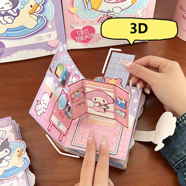 Tyst bok Montessori Upptagen bok Sanrio DIY Toys Educational Hom Pink