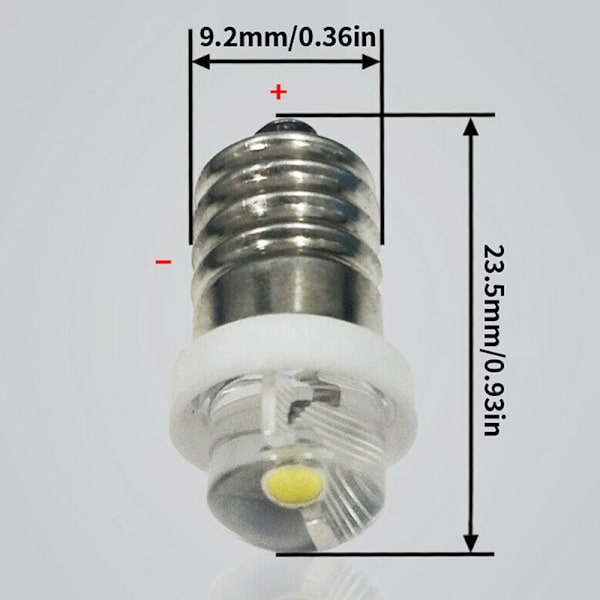 3/4,5/6V 0,5W Ficklampa Glödlampa 6000K Vit LED E10 Sockel Byt ut 3V