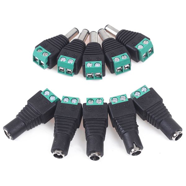 5 par hane och hona 2,1x5,5 mm DC Power Plug Jack Adapter Co