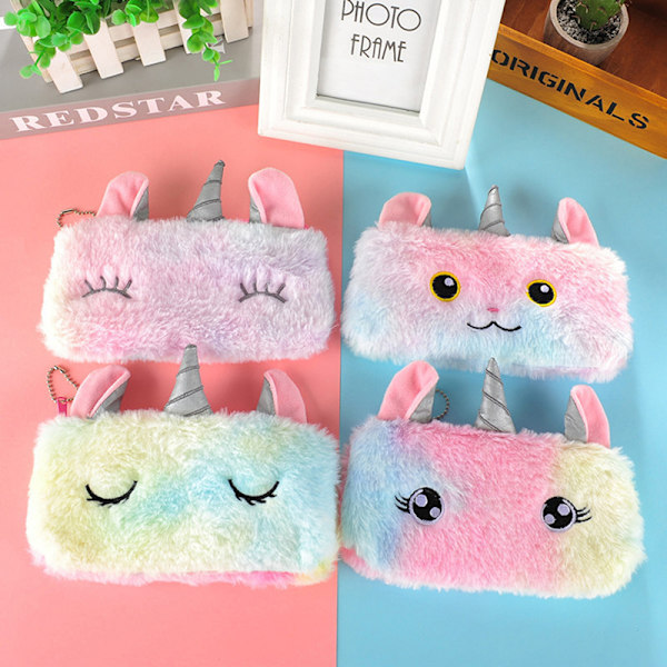 Winter Rainbow Fluffy Case Barn e Plysch Pennfodral För A1