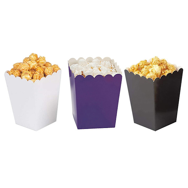 10 st Popcorn Snack Box Engångs Snack Containers Paper Chic White