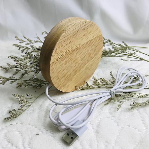 Nattljushållare Belysning Wood Led Light Base Massivträ LED 3 Color Light