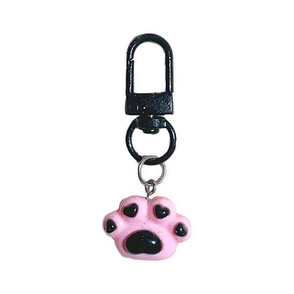 Svart rosa nyckelring Kitty Cat Claws Fish Bone Pendant Key Ring F