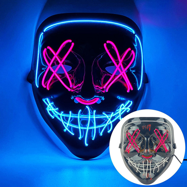 Halloween Masquerade Party Neon Led Purge Mask Masker Light Grow A19