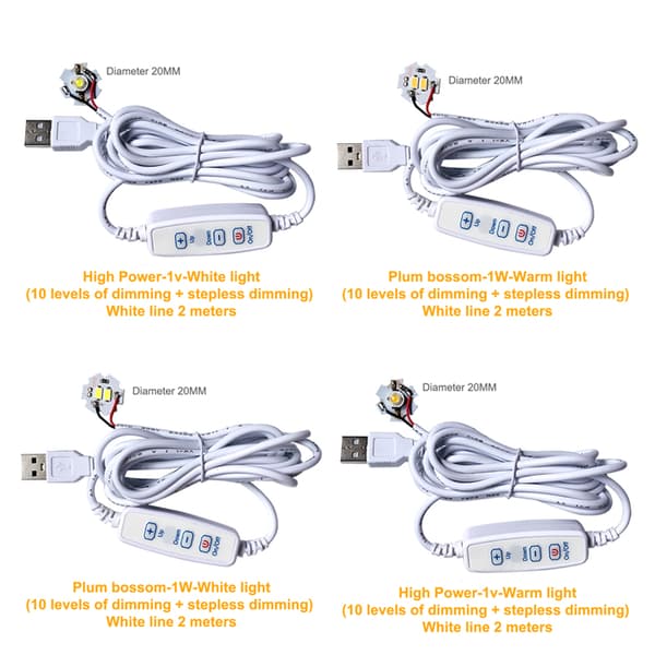 DC 5V dimbara LED-chips SMD LED-lampa DIY Light Justerbar LED A20