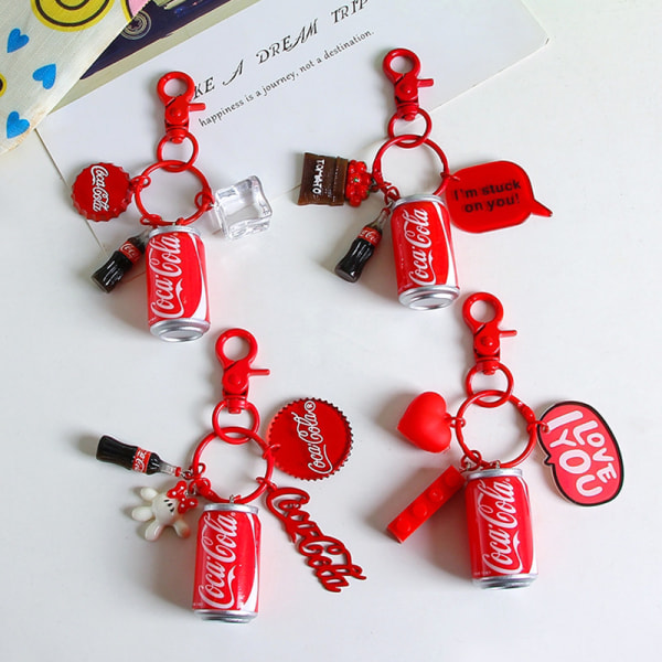 Nyckelring för dryckesburk Cola Sprite Fanta Drinkhängande bilnyckel F