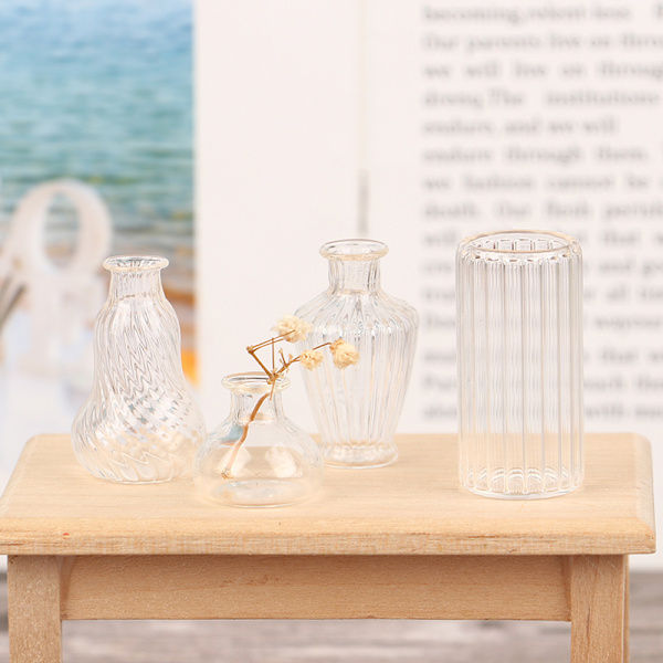 1st 1/6 eller 1/12 skala miniatyr dockhus glasvas för docka H A10