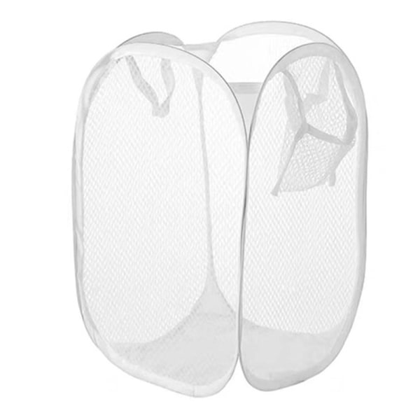 Vikbar tvättkorg Badrumskläder Mesh Smutsig White