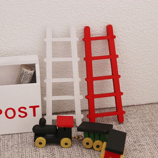 1:12 Dockhus Miniatyrmöbler Trästegetrappa Hem De White