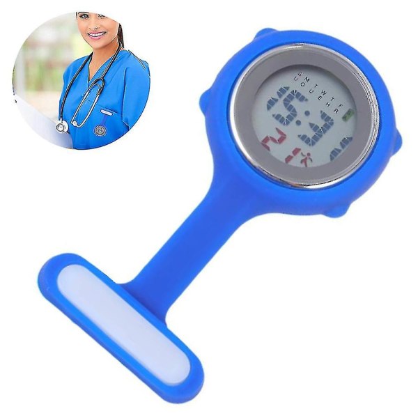 Elektronisk multifunktionelt sygeplejerske ur Silikone sygeplejerske ur Lysende alarm kronograf digitalt brystur Blue