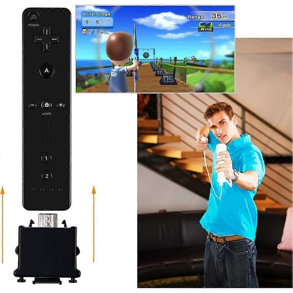 For Wii Motion Plus Accelerator Adapter, 2-pakninger oppgradert bevegelsesfeste for Wii Remote Sensor Controller Svart Black