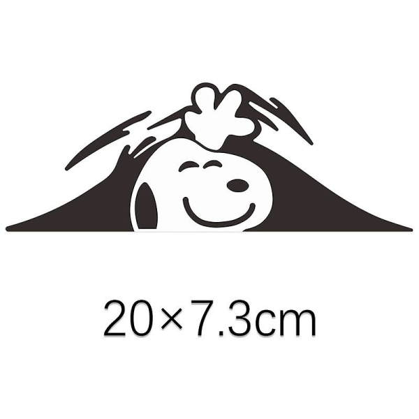 Peeking Snoopy Cartoon Decal Sticker Vinyl Vattentät Lätt att applicera på bärbar dator, I Pad, bil, lastbil, båt, släpvagn, fönster, tecknad film 20*7,3CM svart