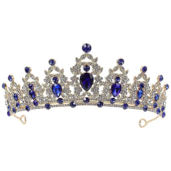 Kronformad tiara för flickor Elegant dekorativ accessoar 1 stycke-Bra 17X14CM Blå