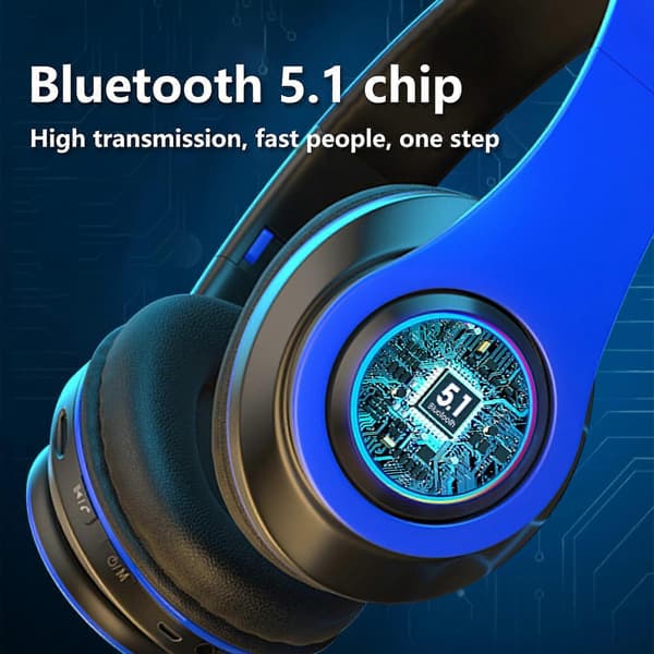 Bluetooth-hörlurar, headset ljusemitterande Bluetooth-headset tung bas mobiltelefon trådlös plug-in sju färger LED andningsljus Bluetooth-headset