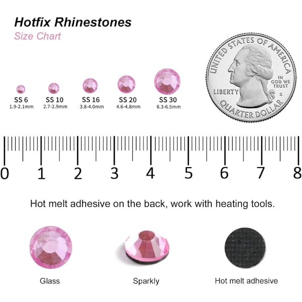 1600 kpl Hotfix Tummanvioletteja Strassikiviä Askarteluun, SS20 (4,6-4,8 mm) Tumman Pinkki Dark Pink SS20