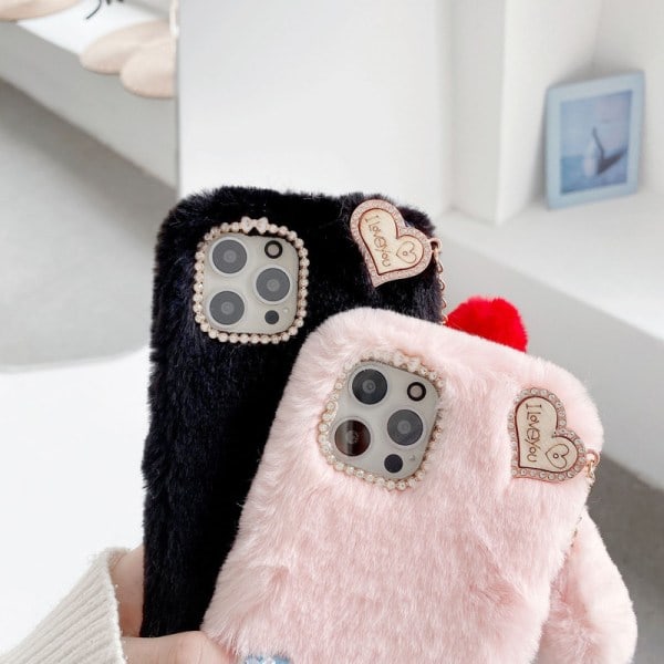Jeg elsker deg Hjerte Fluffy Case til Rosa iPhone 13