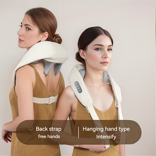 Nakkemassager, nakke, skulder, talje, ben, relaxmassager Shiatsu: Elektrisk genopladelig massagepude - 3D-opvarmet dybvævsmassage Hvid
