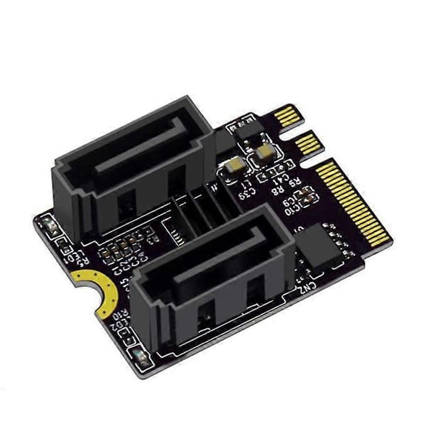 M.2 A-nøgle + E-nøgle til SATA 3-adapter JM582-chips 2 porte SATA III revisionskort computertilbehør Black