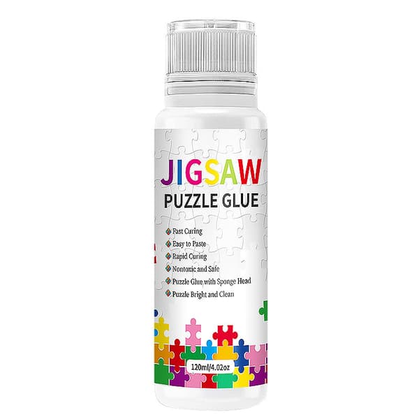 Puzzle Glue, 120 ml Puzzle Adhesive with Sponge Tip, Non-Toxic and Fast-Drying Puzzle Protector