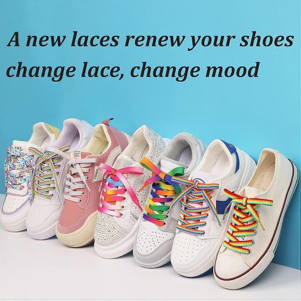 31-71\" Flade Farverige Mode Sneakers Snørebånd, Regnbue Snørebånd