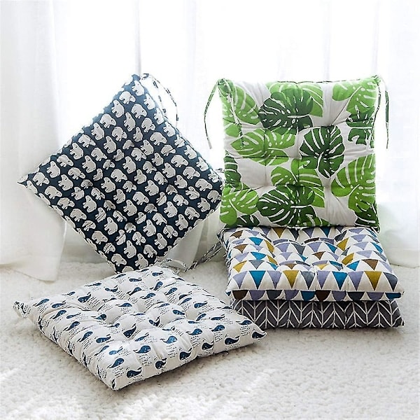 Sittdyna, set med 2 dynor, sittkudde, sittdyna 40x40 cm, trädgårdsdyna (gul schackbräde, rund)