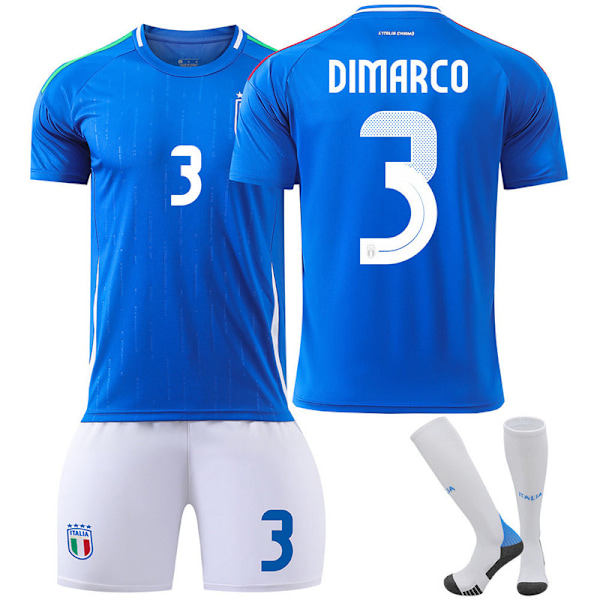 25 Italien Hemma Blå Nr 3 Dimarco Fotbollströja Barn Vuxen Set Nr 3 Dimarco No. 3 Dimarco No. 3 Dimarco 2XL(190-200CM）