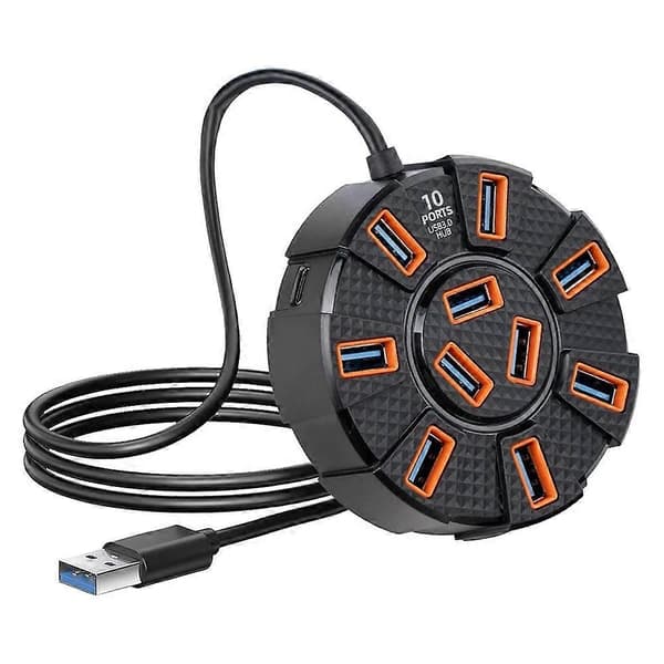 10-portars USB-hubb Multiport USB 3.0-hubb Splitter USB-adapterförlängare