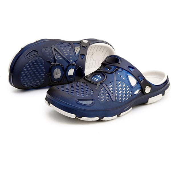 Herr Clogs Trädgårdssandaler Lätta Trädgårdsclogs för Herr Sommar Sliders Casual Mules Utomhus Pool Strand Blå Svart 7.5UK