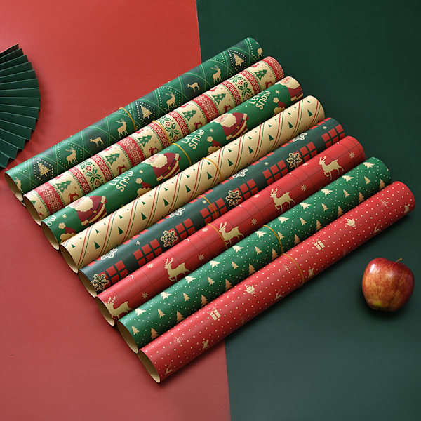 8-pack Julklappspapper med 8 Mönster - Jultomte