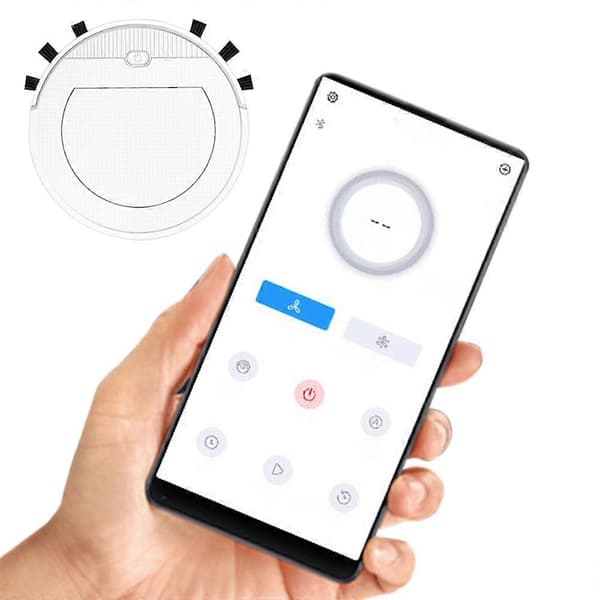 2000pa Sugkraft Robotdammsugare och Mopp Bluetooth App Fjärrkontroll White One Size