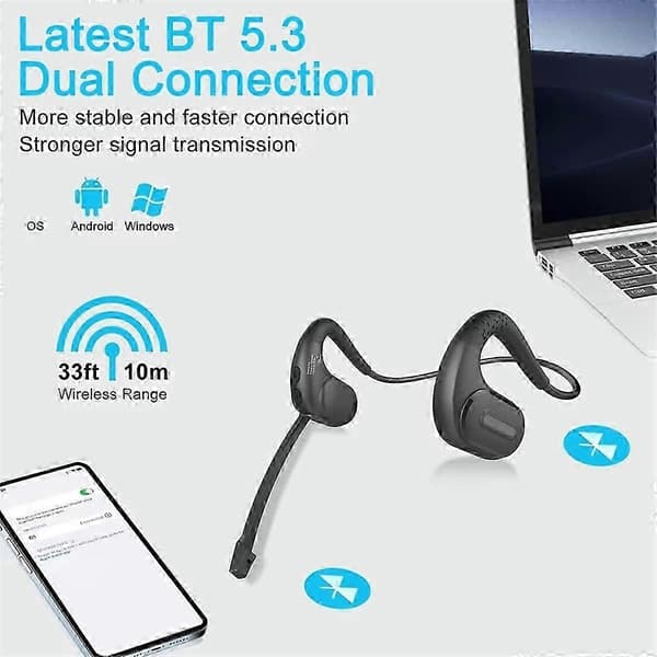 Trådlöst Bluetooth 5.3-headset med mikrofon Lastbilschaufför Bluetooth-headset Sportheadset SP Noi Svart