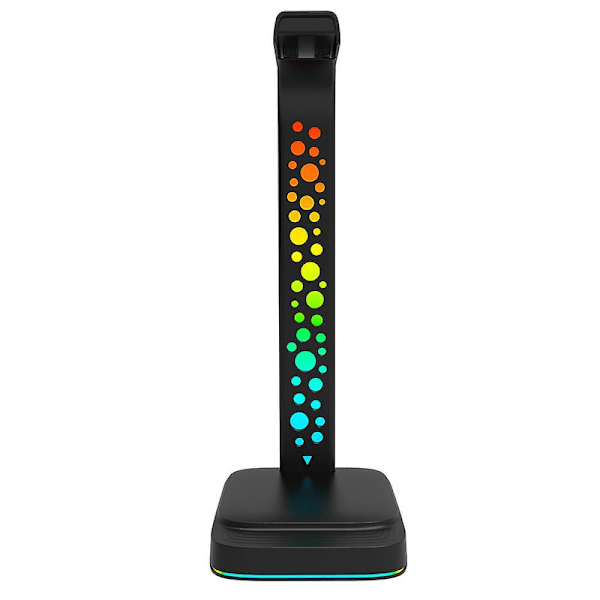 RGB-hörlursstativ för spelheadset med 2 USB-laddare och 3,5 mm-port