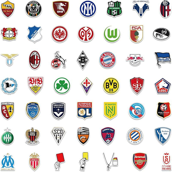 Fodboldhold Logo Sticker Pack 100 stk til vandflasker, bærbare computere, biler