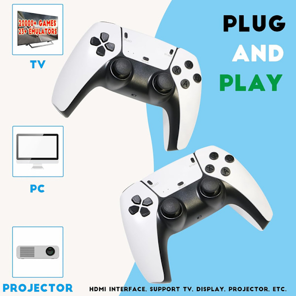 40 000+ 4K HDMI TV-spelpinne Retrospelkonsol med 2 trådlösa handkont M15 128G four-player version