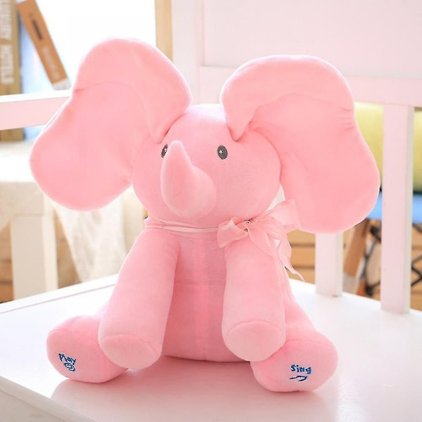Peekaboo Björnen Flygande Elefant Elektrisk Plysch Leksak Barn Tröst Leksak Blyga Ögon Täcker Öron Rörlig Elektrisk Plysch Leksak Bedårande Elefant Fylld Djur Till