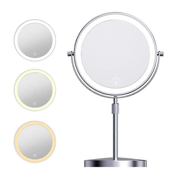10X forstørrende sminkespeil med LED-lys sammenleggbart kosmetisk 360 Silver One Size