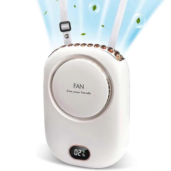 Bærbar halsventilator USB genopladelig bordventilator Mini køle-rejse-hængeventilator White One Size