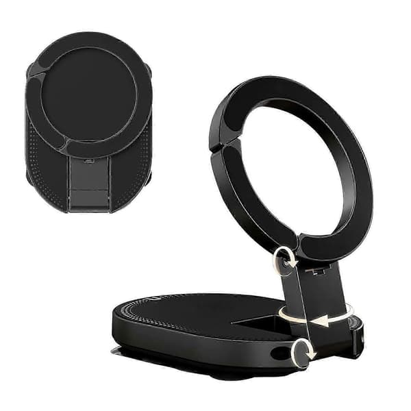 Magnetisk telefonholder 360 rotation foldbar sugekop bil skrivebordsmontering Svart