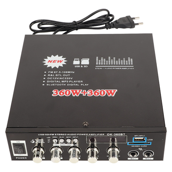 12V Bluetooth digital forstærker 360W og 360W 220V volumenkontrol til bilhjemunderholdningssteder 1.5