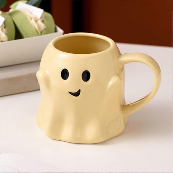 Halloween Spøkelseskopp, Keramisk Spøkelseskopp, Spøkelseskaffekopp, Søt Spøkelsesmønsterkopp Yellow