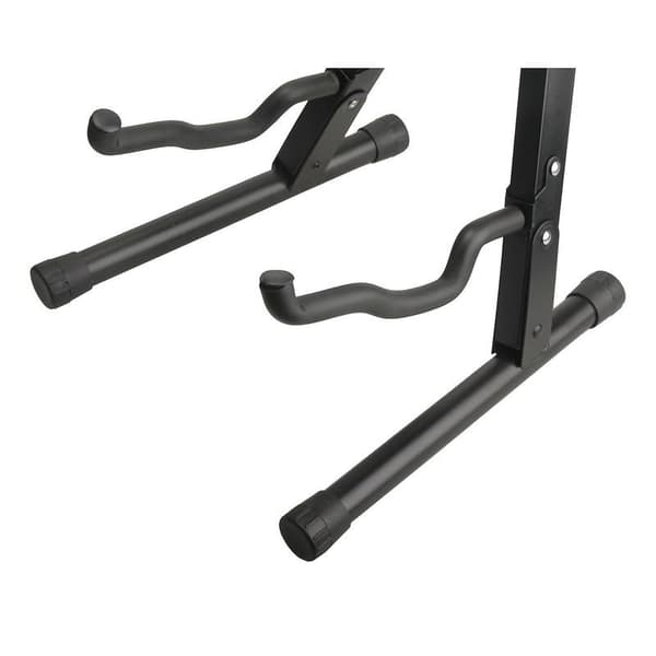 Sort Guitarstativ i Jern - Unikt Foldbart Design, Stabilt A-Ramme Stativ til Basvisning - Perfekt